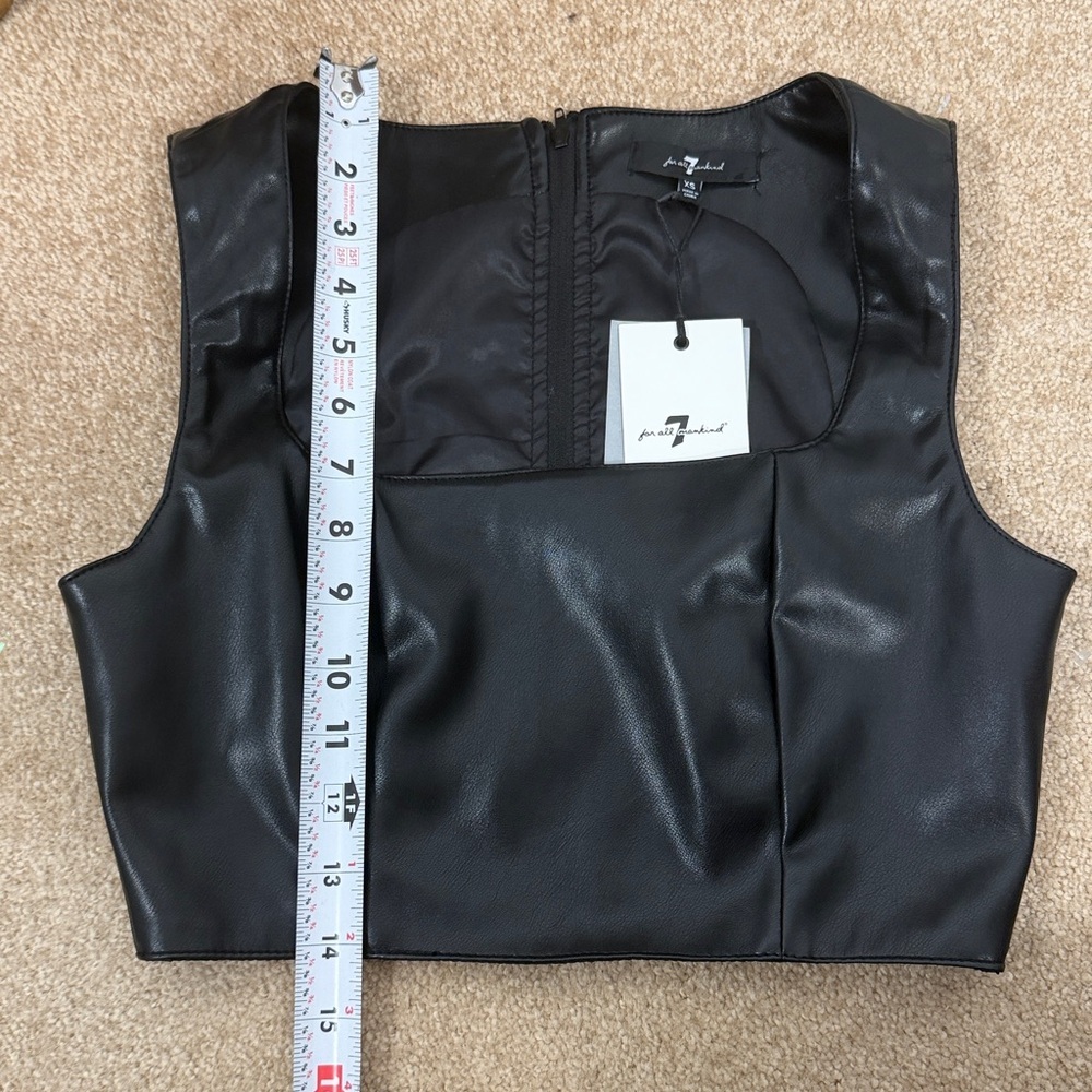 NWT 7 For All Mankind Faux Leather Crop Top - Picture 10 of 11